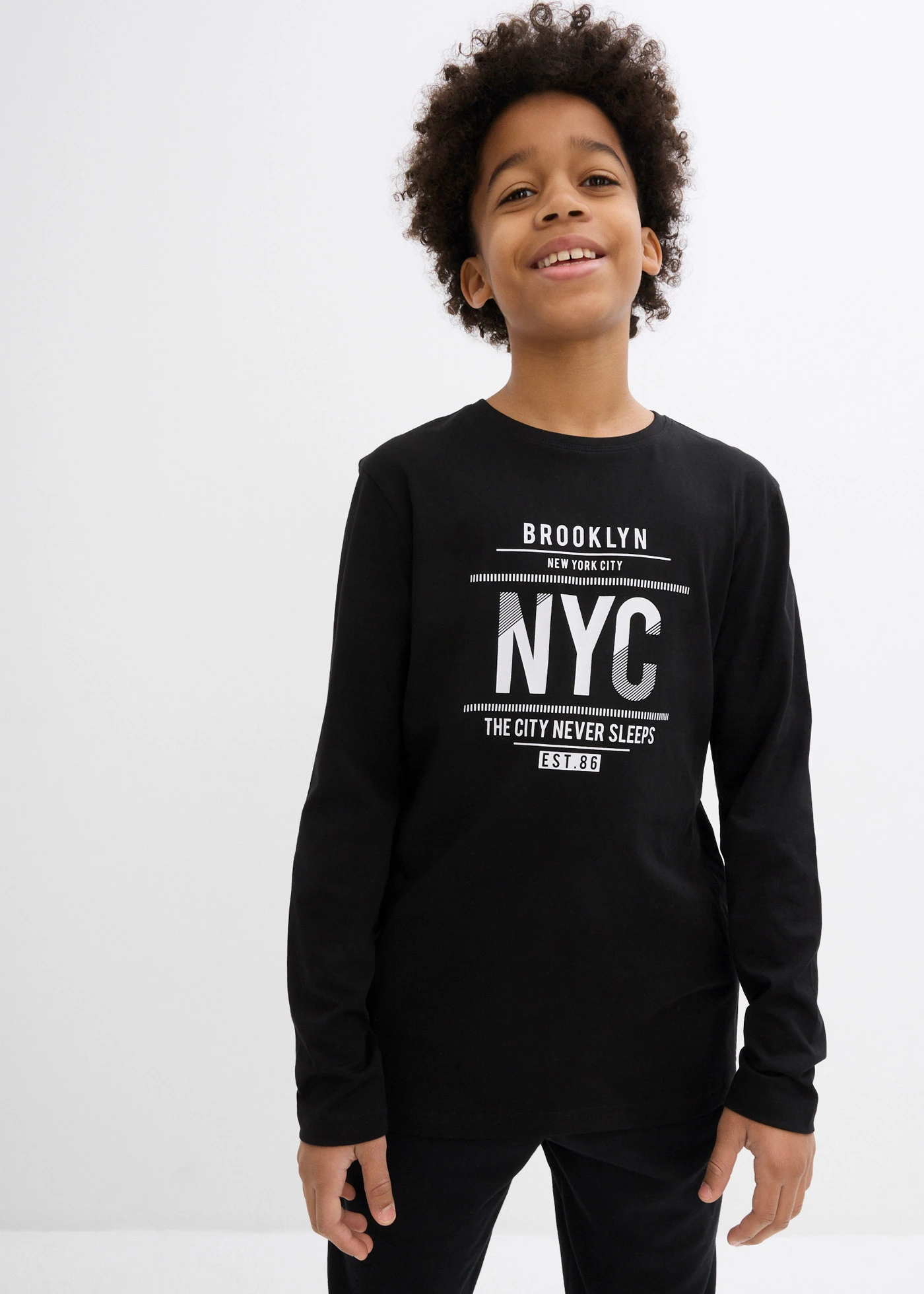 T-shirt manches longues 100% coton • noir imprimé • Boutique bonprix