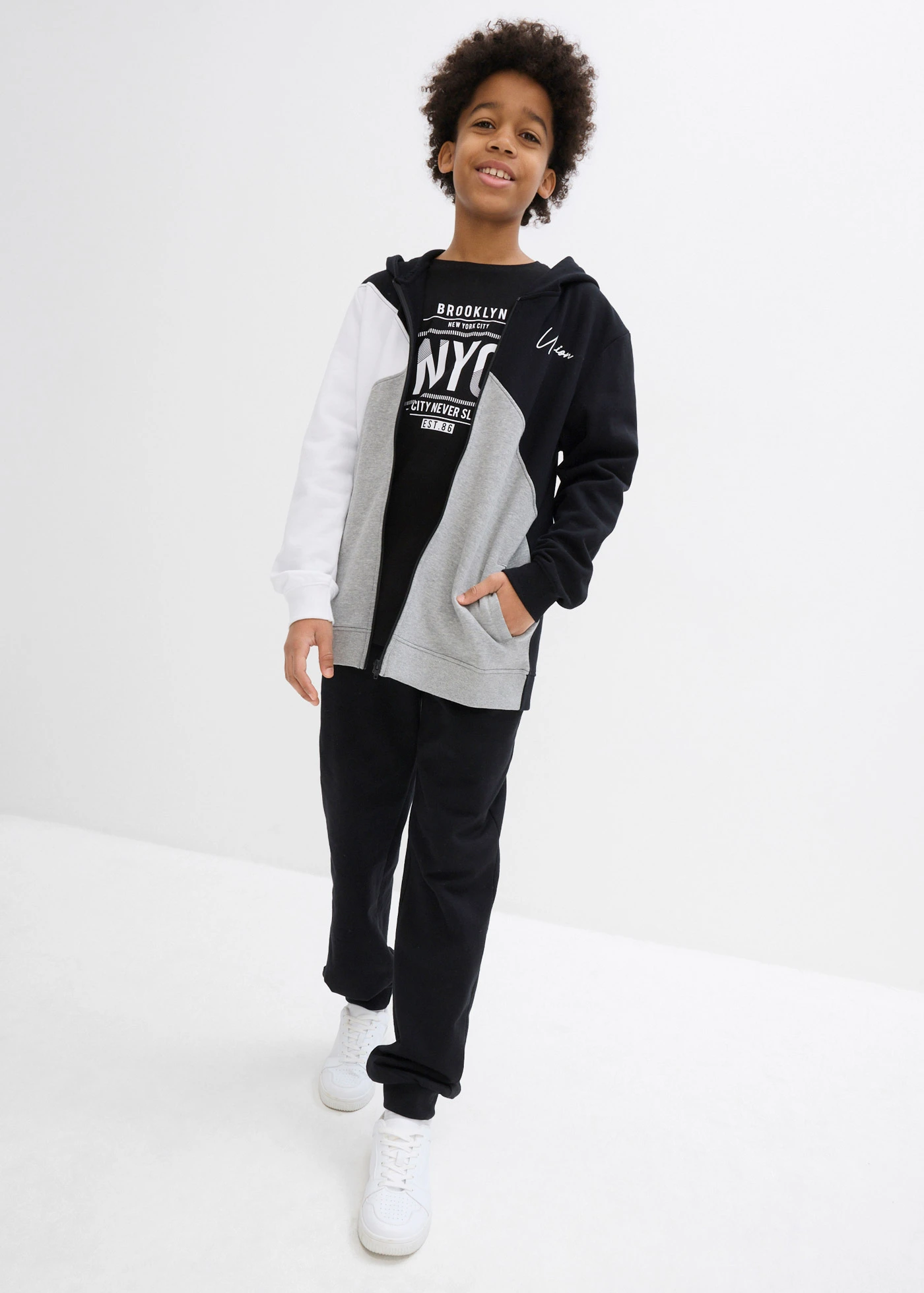 Longsleeve van biologisch katoen • zwart met print • bonprix online shop