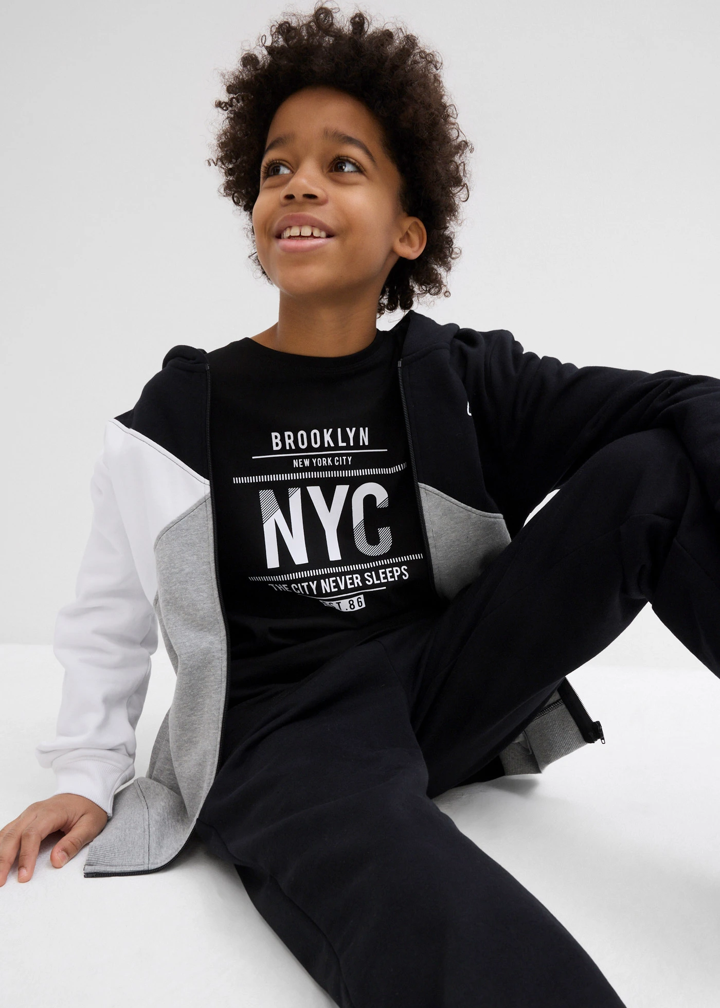 T-shirt manches longues 100% coton • noir imprimé • Boutique bonprix