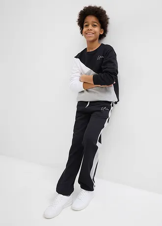 Pantaloni sport din bumbac organic 100% • negru/gri deschis melanj • magazin bonprix