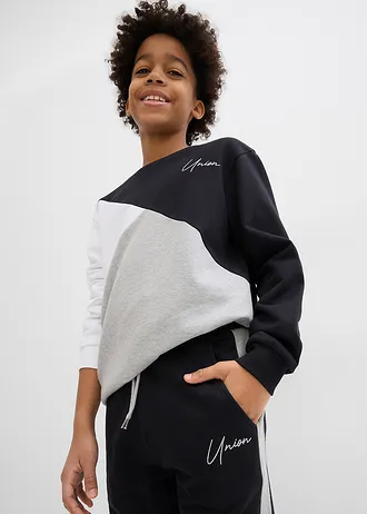 Pantalon de jogging 100% coton • noir + gris clair chiné • Boutique bonprix