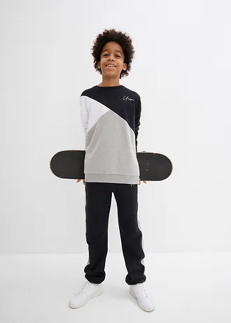 Sweater loose fit van biologisch katoen • zwart wit lichtgrijs gemêleerd • bonprix online shop