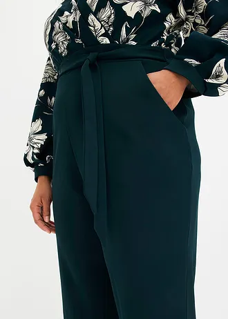 Jersey jumpsuit in wikkellook • diepgroen gebloemd plus size • bonprix online shop