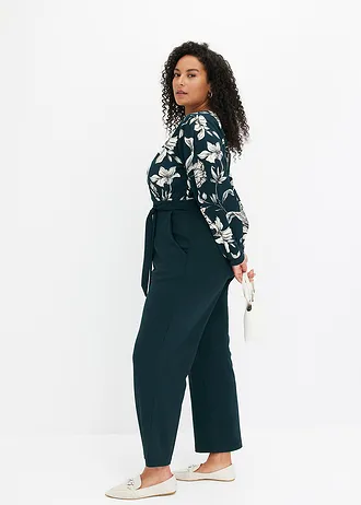 Jersey jumpsuit in wikkellook • diepgroen gebloemd plus size • bonprix online shop