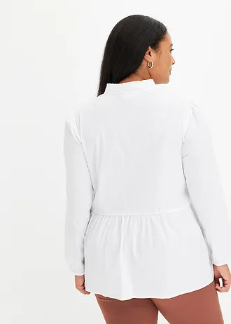 Lange blouse met plooitjes, Kleur: wit