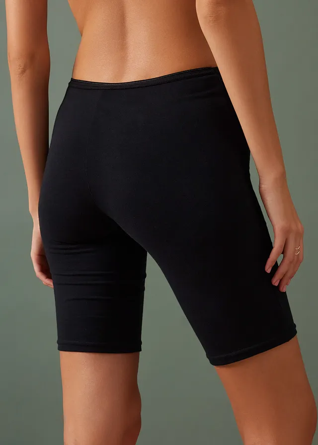 Lot de 4 boxers longs pour femme, Couleur: noir/beige mat