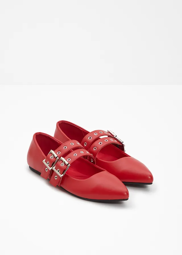 Ballerines à brides et première rembourrée, Couleur: rouge