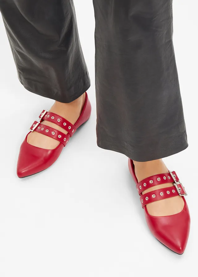 Ballerines à brides et première rembourrée, Couleur: rouge