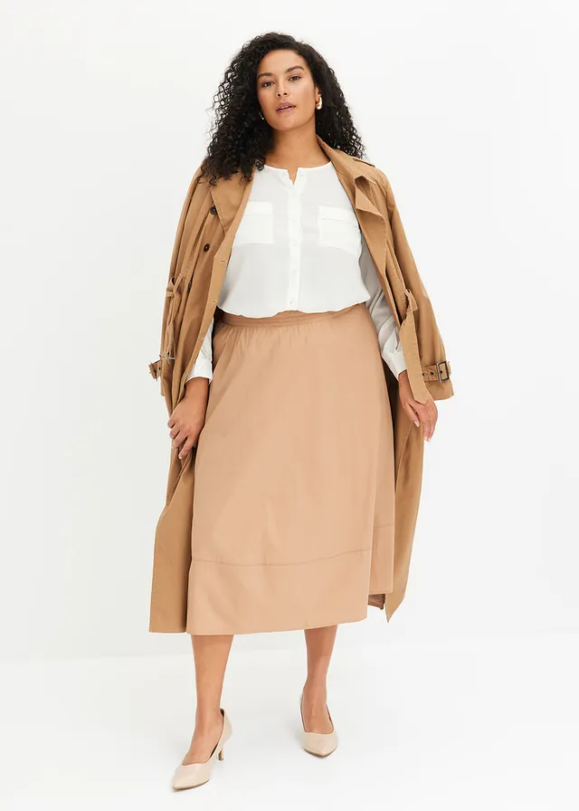 Jupe midi, Couleur: camel