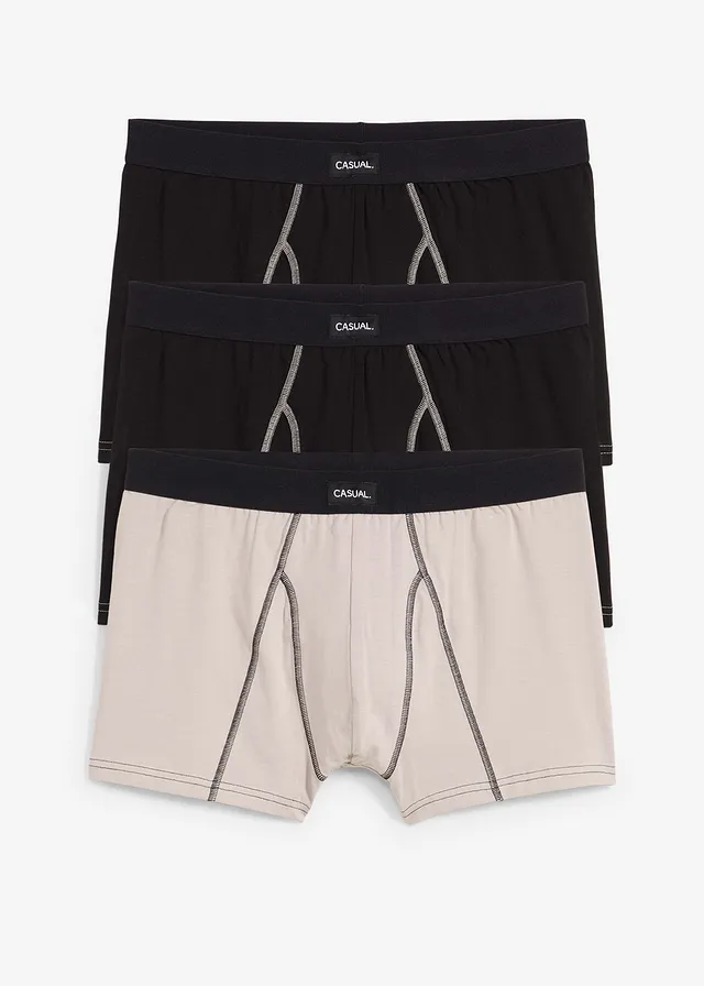 Strakke boxer met katoen (set van 3) • zwart+lichtgrijs • bonprix online shop