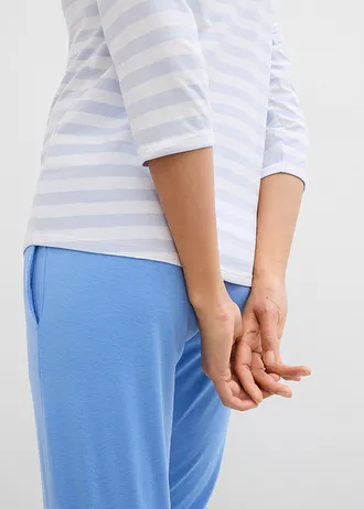 Shirt met boothals • zachtblauw/wit horizontaal gestreept • bonprix online shop