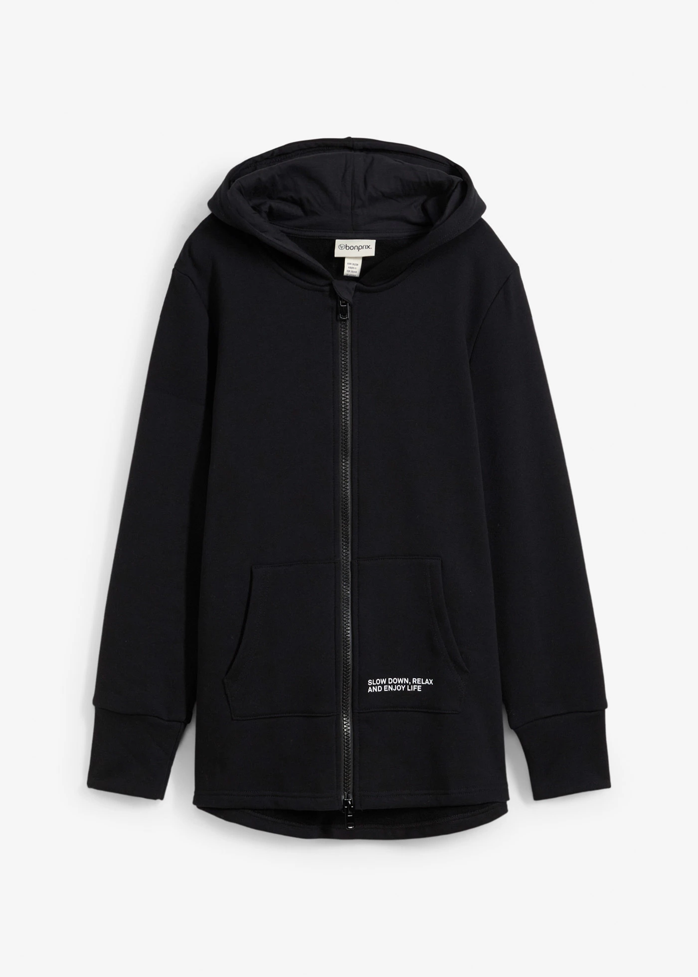 Sweat zippé en doux coton mélangé • noir • Boutique bonprix