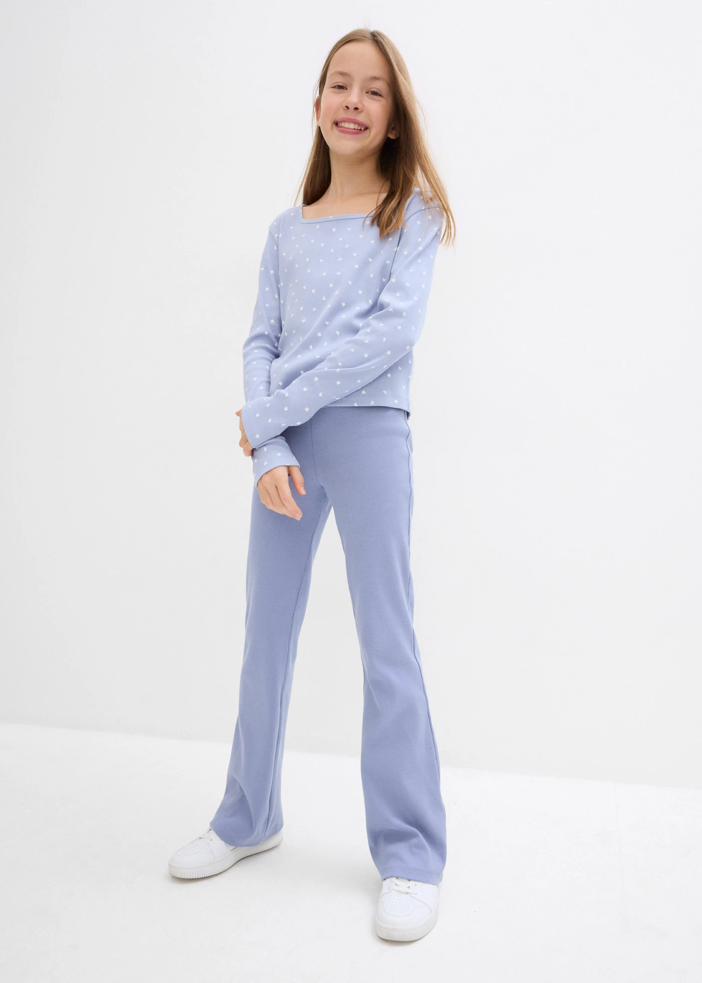 Shirt w prążek, z czystej bawełny organicznej • niebieski gołębi z nadrukiem • bonprix obchod