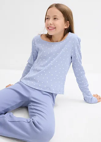 Shirt w prążek, z czystej bawełny organicznej • niebieski gołębi z nadrukiem • bonprix obchod