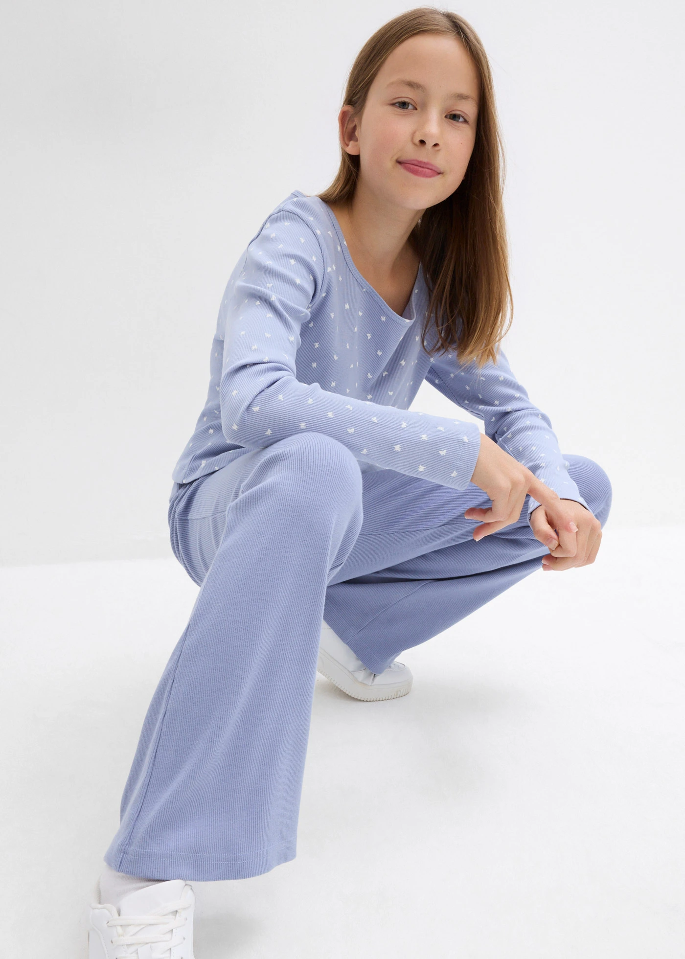 Pantalon en jersey de coton côtelé • bleu mat • Boutique bonprix