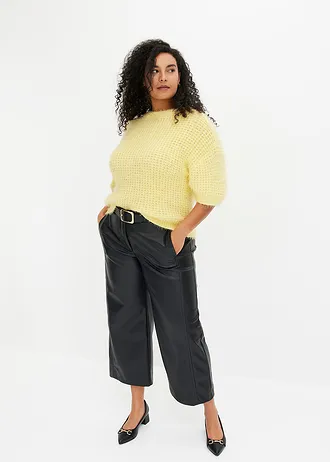 Pull en grosse maille, Couleur: jaune clair/écru chiné