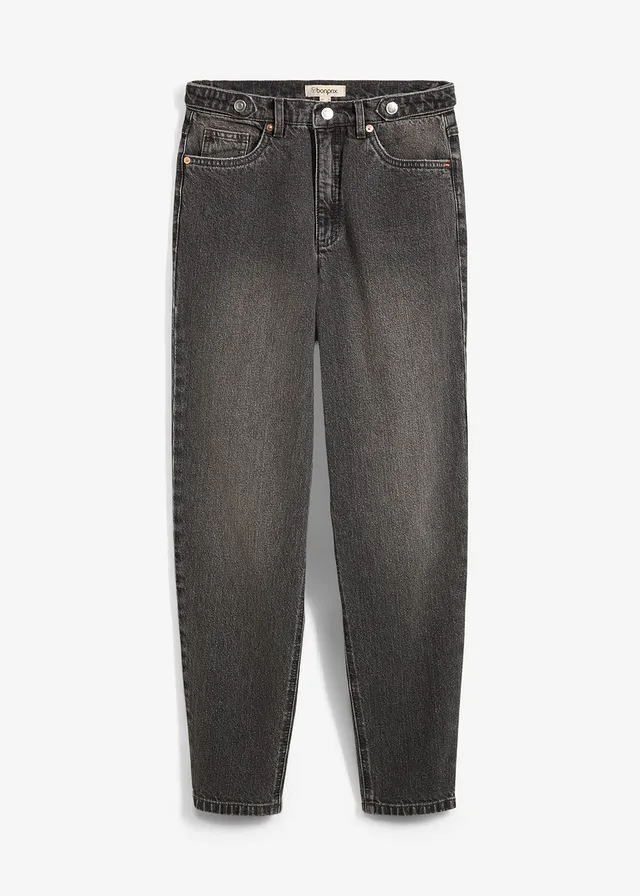 Mom džíny, High Waist, zkrácené, barva: šedý denim used