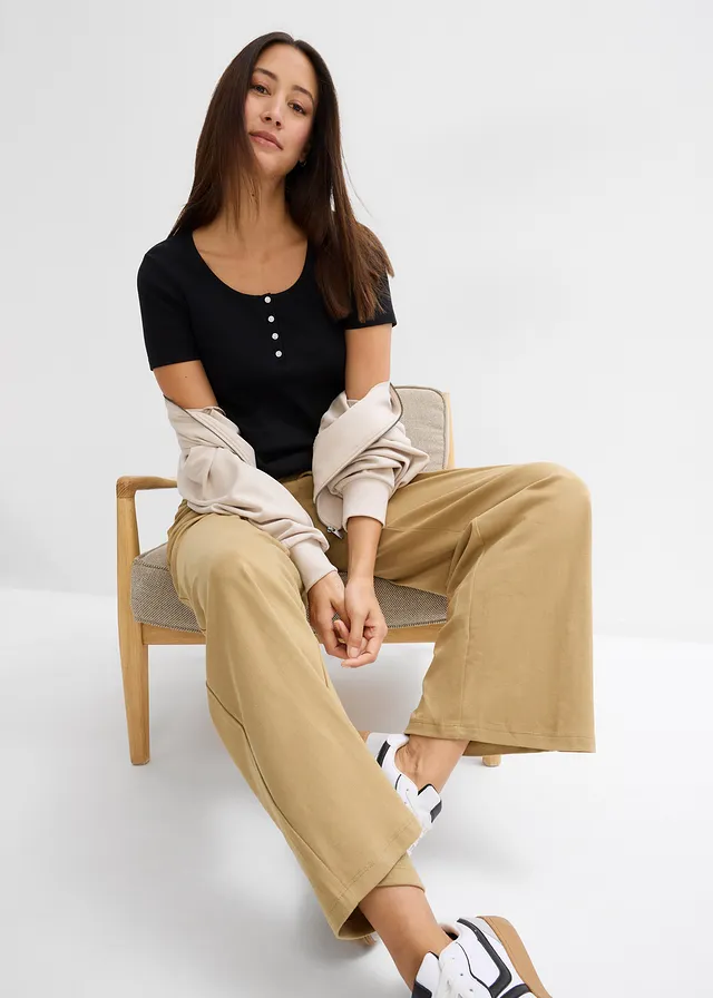 Henley shirt van biologisch katoen zwart