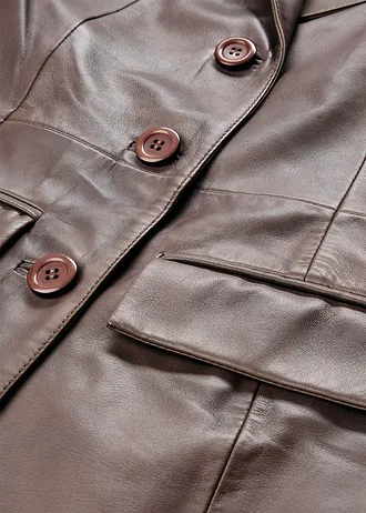 Manteau court en cuir nappa d’agneau • marron moyen • Boutique bonprix