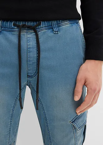 Regular fit jogging jeans met cargozakken, straight • lichtblauw denim-beige • bonprix online shop