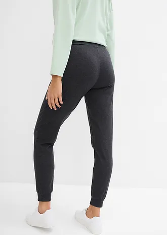Joggingbroek met elastische band, Kleur: zwart gemêleerd