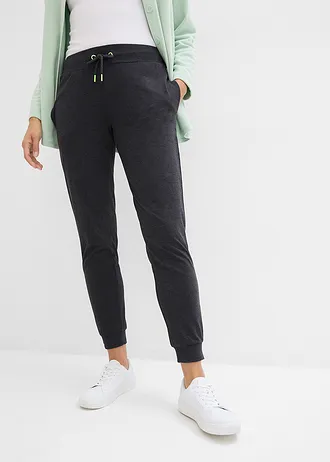 Pantalon de jogging à finitions élastiquées, Couleur: noir chiné