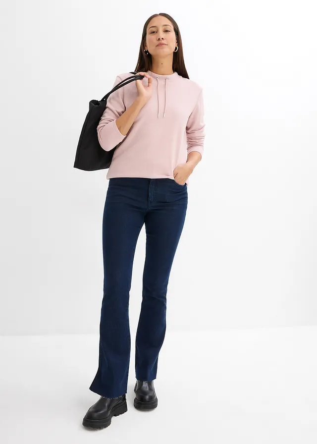 Sweat-shirt avec base fendue, Couleur: rose mat