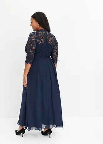 Maxi jurk met kant, Kleur: donkerblauw