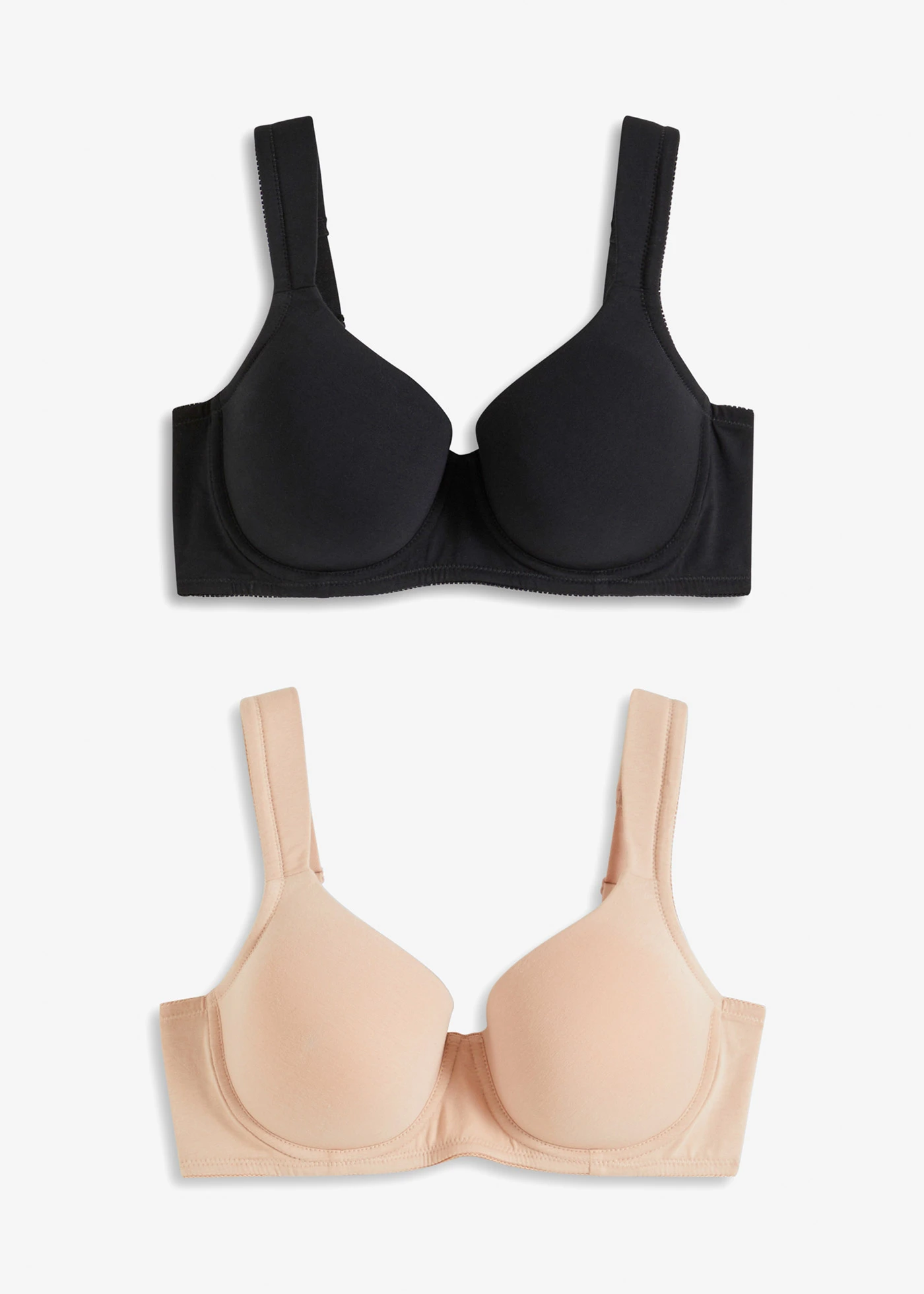 Sutien cu cupe și armătură, cu bumbac organic (set/2 buc.) • negru-bej mat • magazin bonprix
