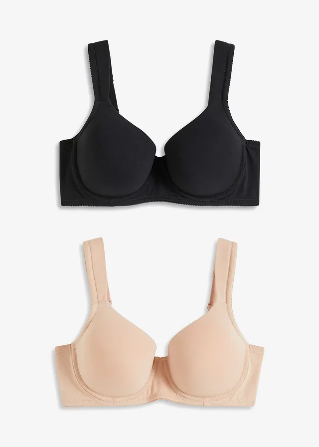 Sutien cu cupe și armătură, cu bumbac organic (set/2 buc.) • negru-bej mat • magazin bonprix