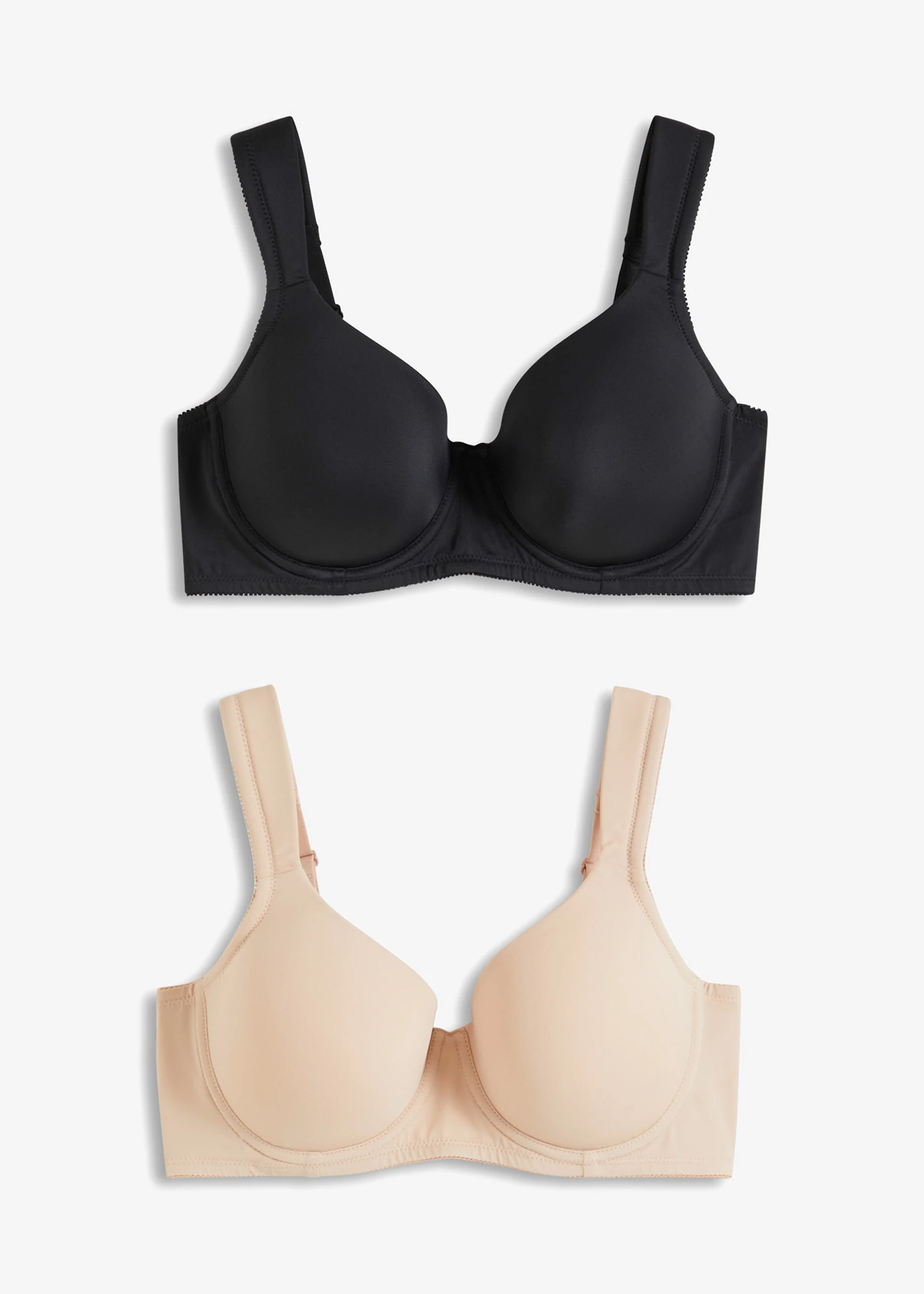 Voorgevormde bh met beugels (set van 2) • zwart + mat beige • bonprix online shop