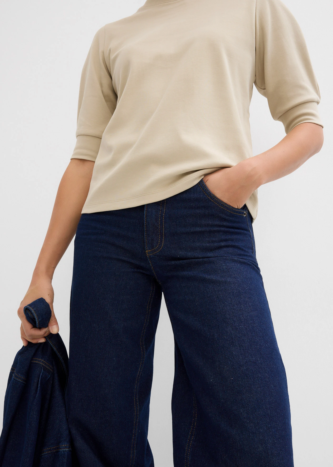 Bluză tricot din bumbac organic 100% • kaki fumuriu • magazin bonprix