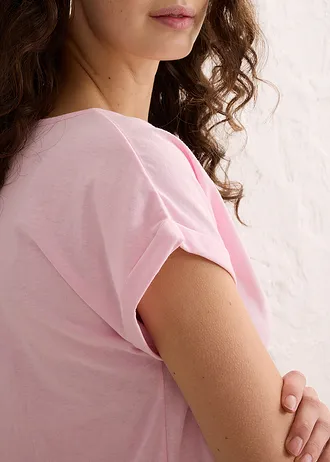 Koszulka z domieszką jedwabiu • jasny pastelowy róż • sklep bonprix