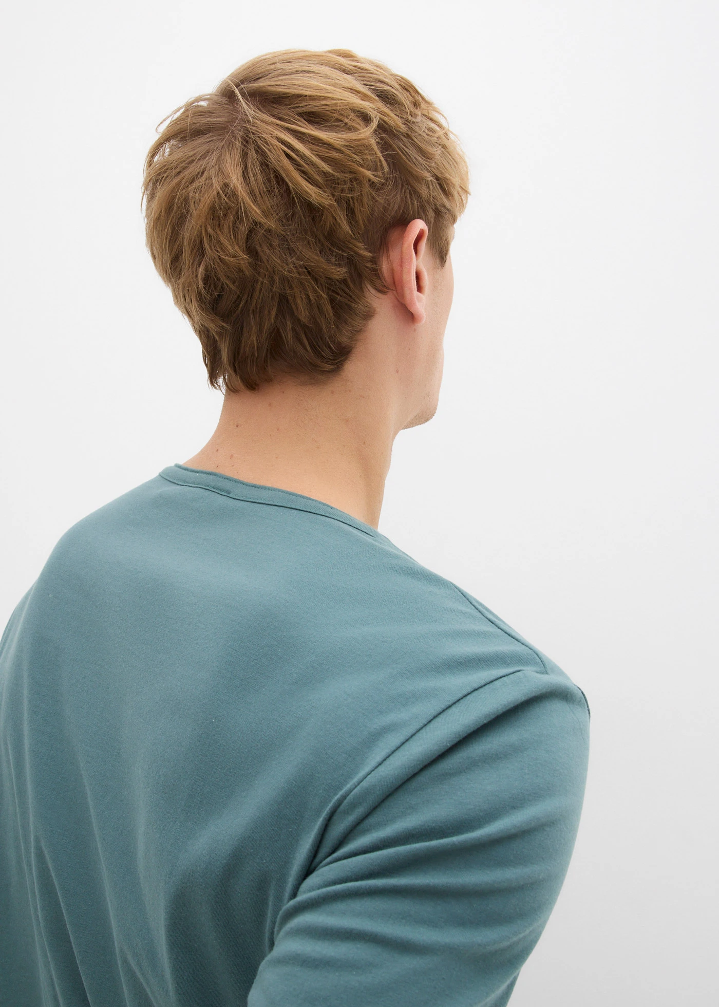 Henley shirt met lange mouwen van puur biologisch katoen, slim fit • grijsgroen/wit • bonprix online shop