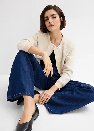 Dżinsy Wide Leg, mid waist, z wygodnym paskiem, full lenght • nocny niebieski denim • bonprix obchod