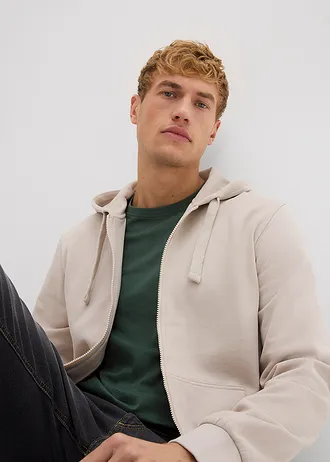 Sweatvest met capuchon en ritssluiting • steengrijs • bonprix online shop