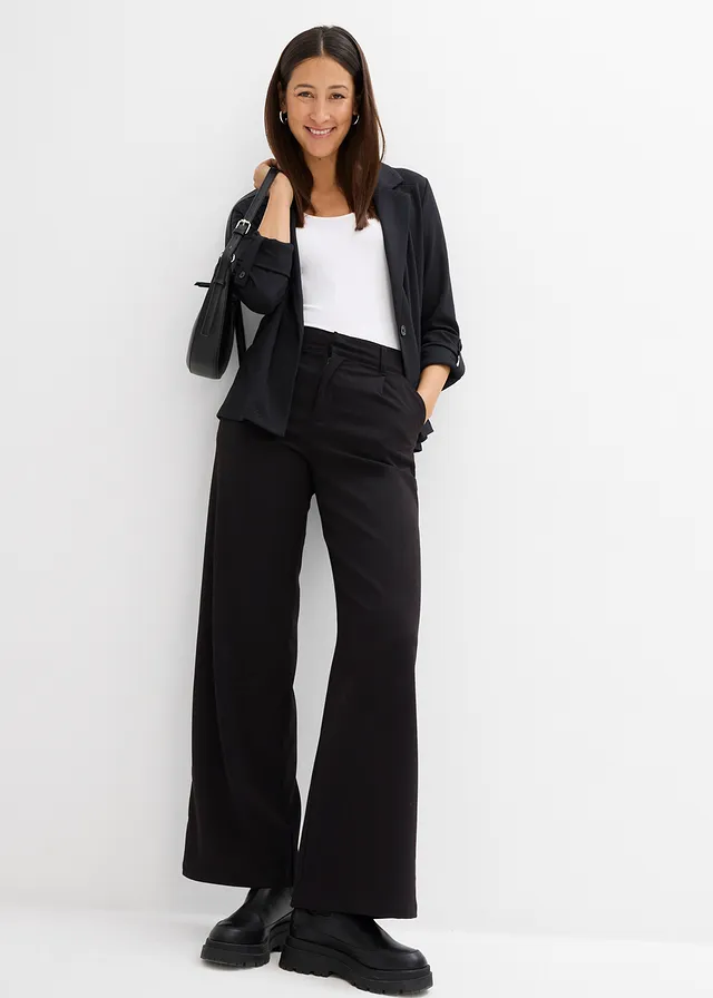 Sweatblazer van viscose-mix, Kleur: zwart