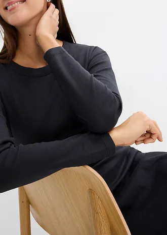 Rochie din jerse din bumbac organic 100% greu • negru • magazin bonprix