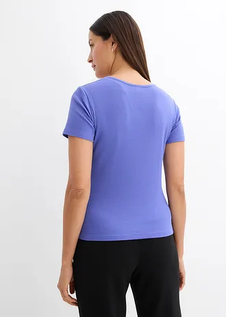 Lot de 2 T-shirts en coton côtelé • noir-bleu mauve • Boutique bonprix