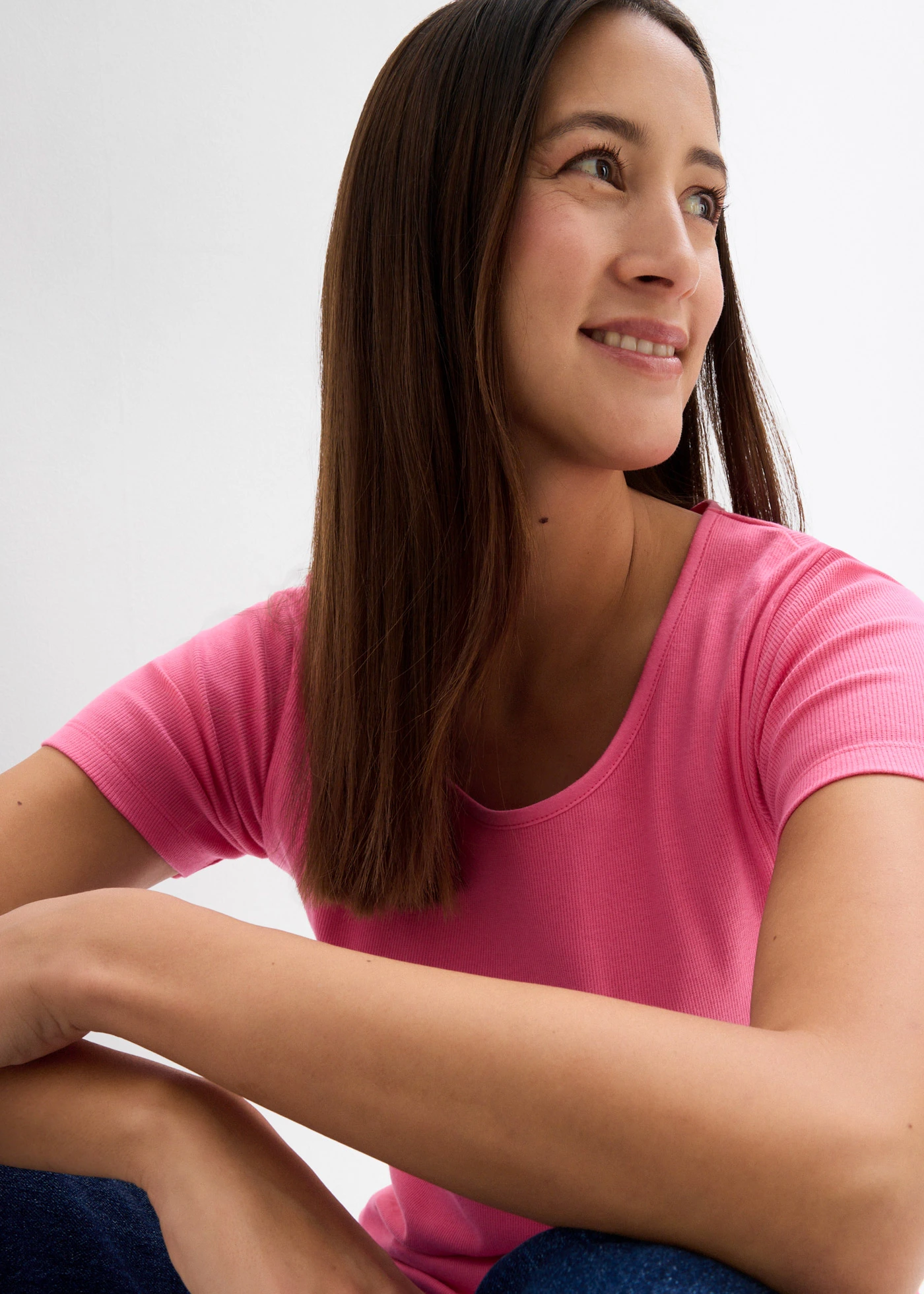 Bordás póló, tiszta bio-pamutból (2 db-os csomag) • fekete-flamingópink • bonprix áruház