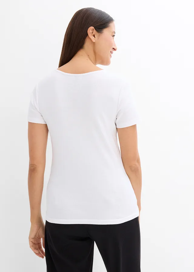 T-shirt col tunisien, 100% coton • blanc • product-page.page-title-suffix