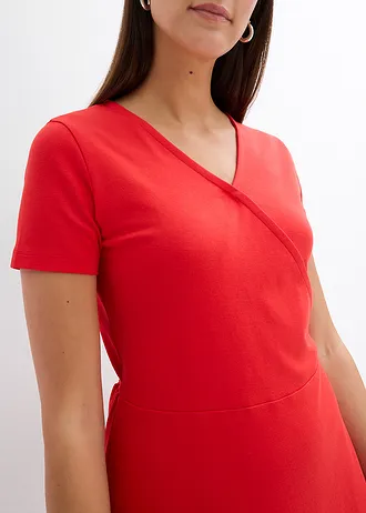 Jersey jurk met wikkeldetail • aardbeirood • bonprix online shop