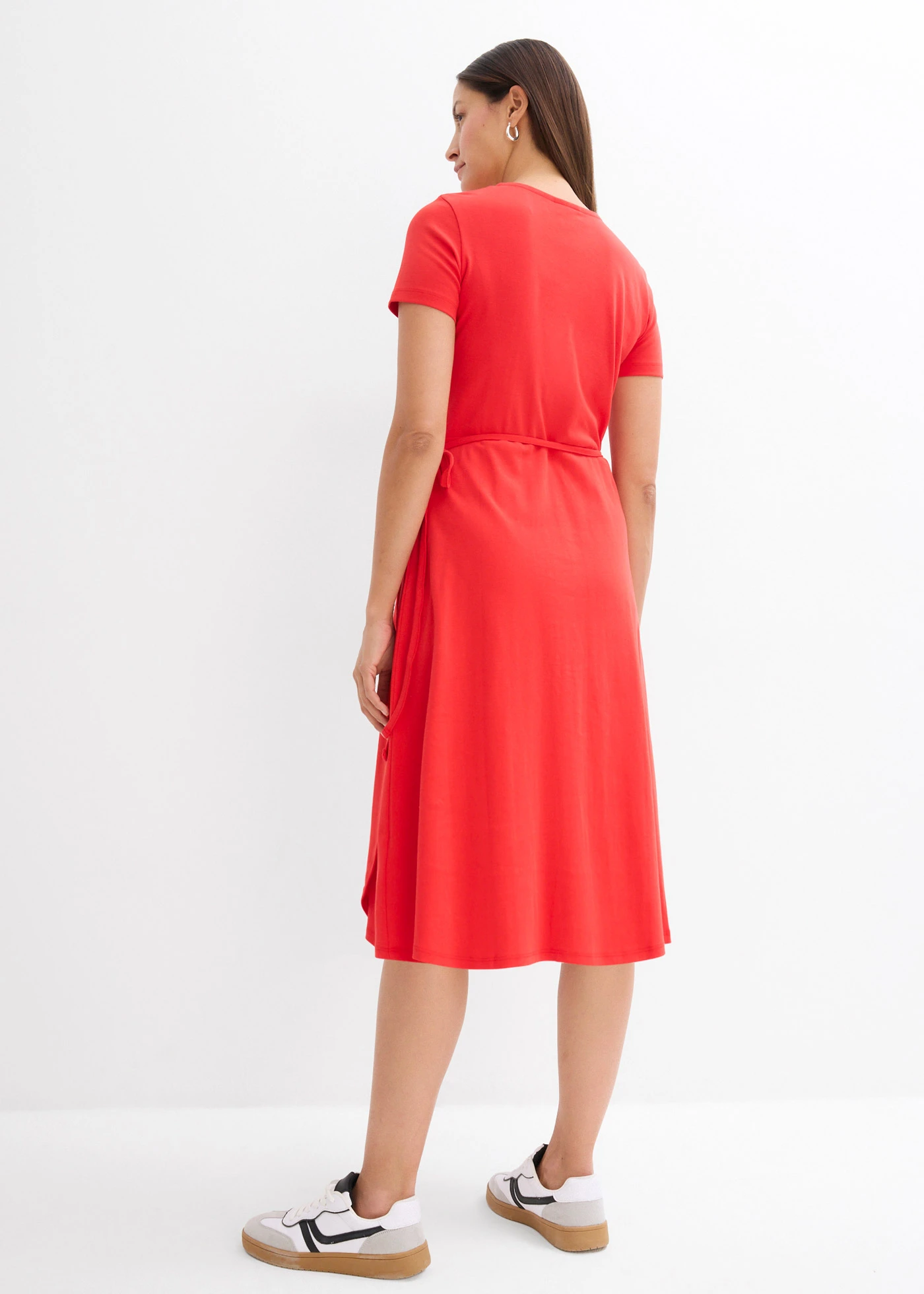 Jersey jurk met wikkeldetail • aardbeirood • bonprix online shop