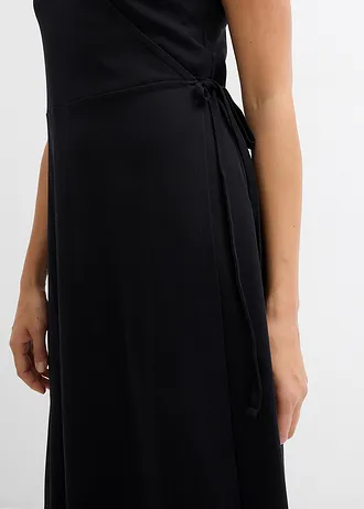 Jersey jurk met wikkeldetail • zwart • bonprix online shop
