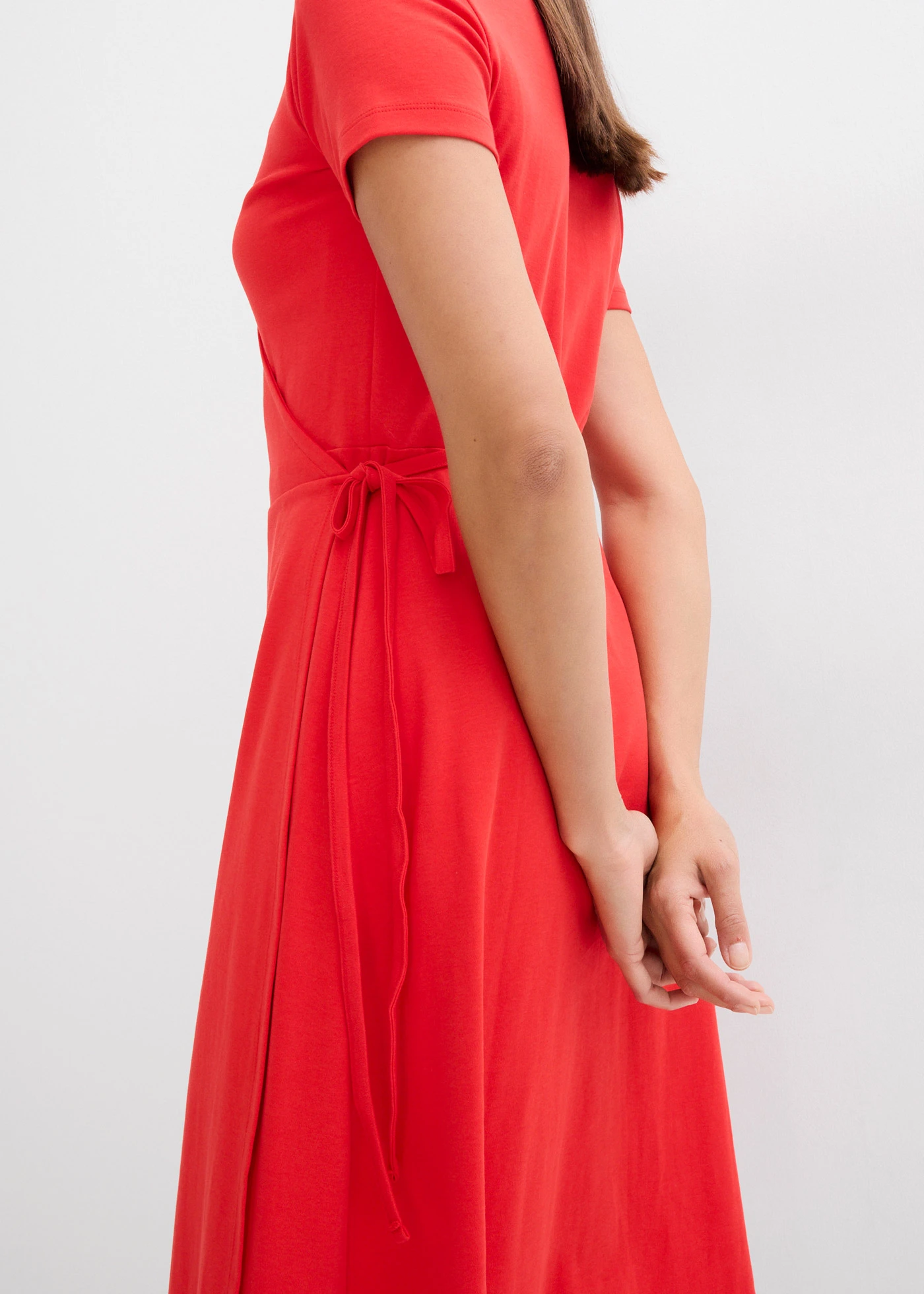 Jersey jurk met wikkeldetail • aardbeirood • bonprix online shop