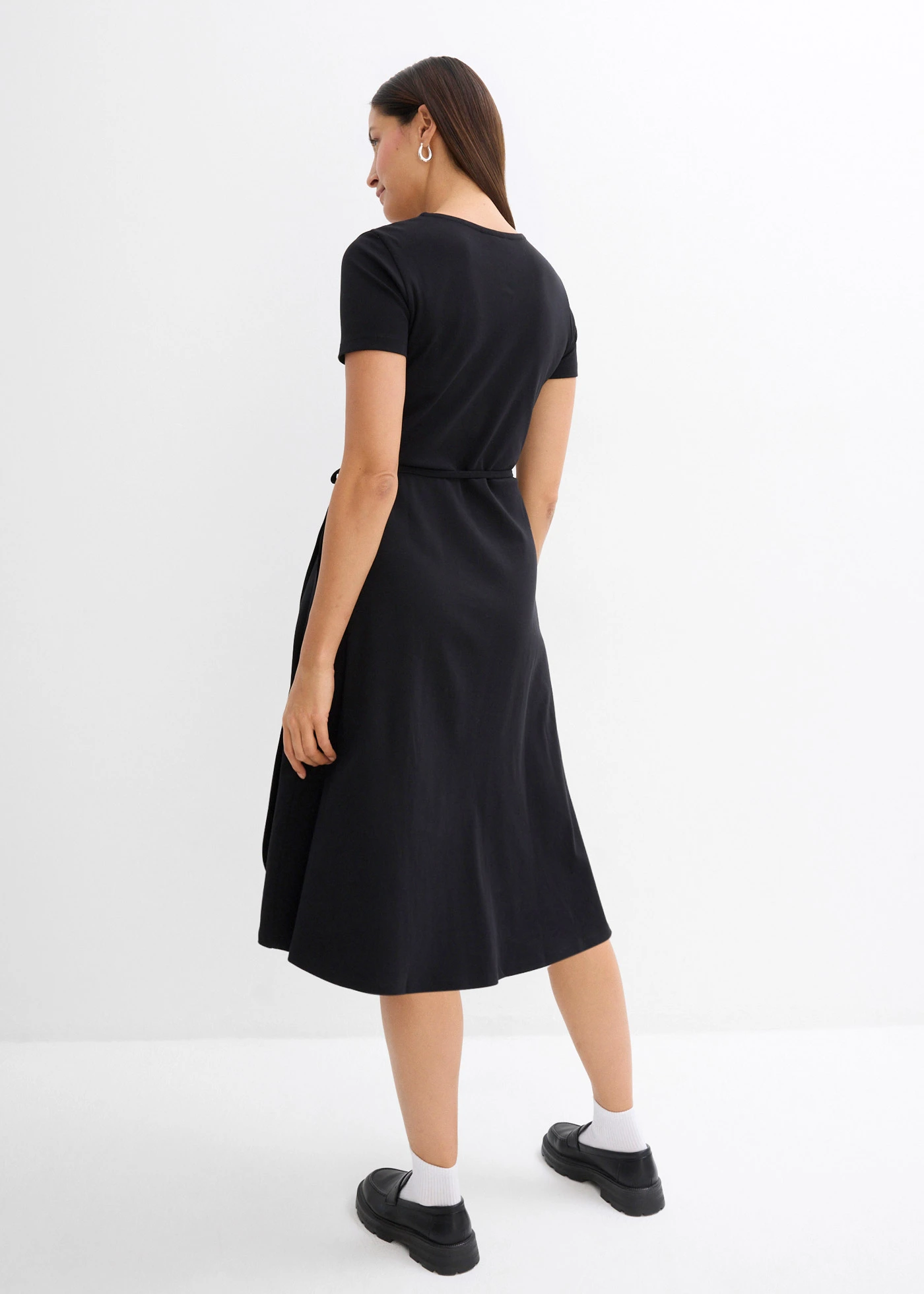 Jersey jurk met wikkeldetail • zwart • bonprix online shop