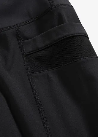 Wygodne legginsy sportowe z siatkowymi wstawkami i kieszonką na telefon • czarny • sklep bonprix