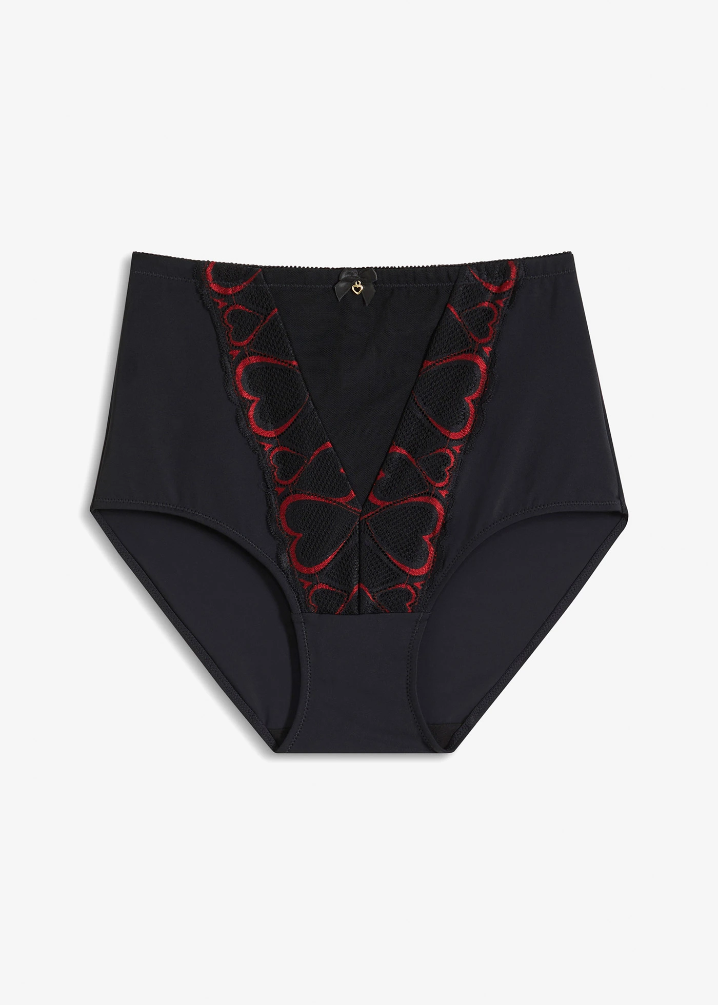 Corrigerende slip met kant, medium corrigerend • zwart-salsarood • product-page.page-title-suffix
