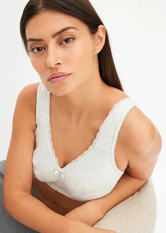 Sutien minimizer fără arcuri, cu bumbac organic (set/2 buc.) • bej natur melanj/ecru melanj • magazin bonprix