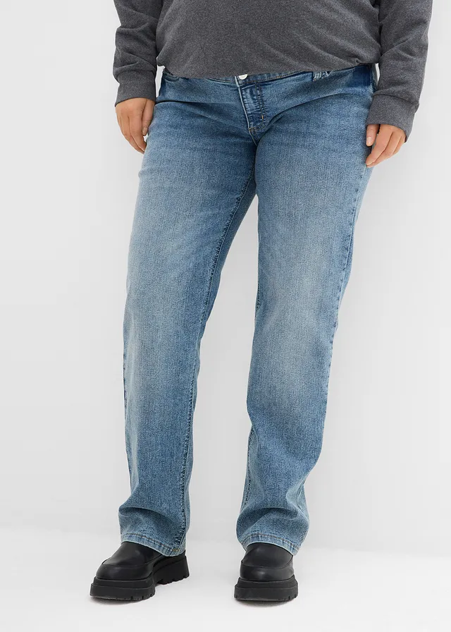 2-in-1 zwangerschapsjeans voor de zwangerschap en daarna, straight, Kleur: blue stone-zandsteen